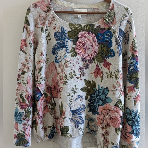 Angel of the North Anthropologie Winter Bouquet Cashmere Wool blend Sweater - Picture 5 of 7